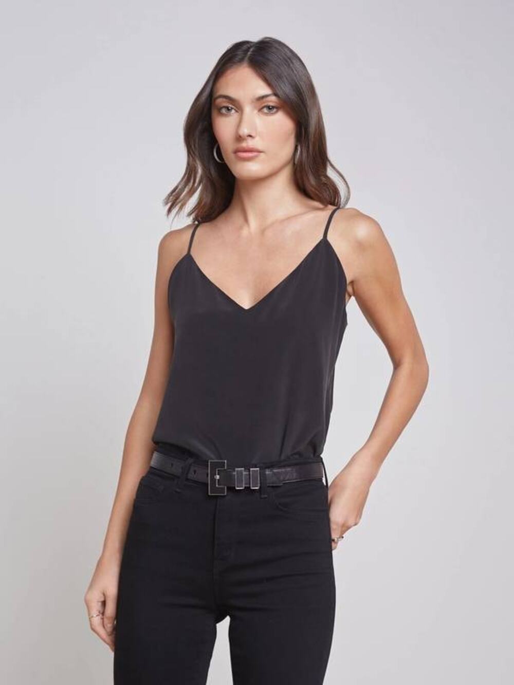 L'Agence Jane Spaghetti Strap Top in Black M